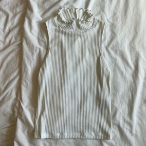 Zara Ribbed Mock Neck Tank Top White Small